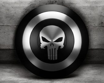 Handmade Punisher Skull Steel Shield, Cosplay LARP Shield, 24 Inch