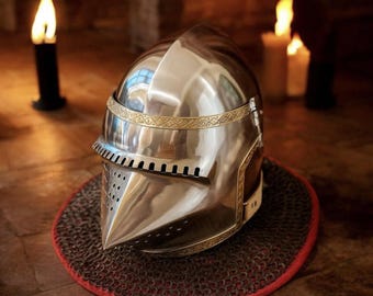 Middeleeuwse bascinethelm met maliënkolder en maliënkolder – Knight Hounskull-pantser