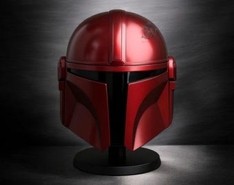 Red Mandalorian Helmet – Handmade Steel Armor, Star Wars Cosplay