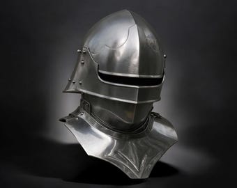 Casque de chevalier en acier fait main - Armure médiévale portable, GN cosplay
