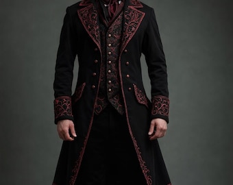 sutelang lurryly Veste À Capuche Gothique pour Hommes Veste Costume De Carnaval Victorien Cosplay Smoking Veste Gothique Homme Steampunk sutelang lurryly Veste À Capuche Gothique pour Hommes Veste Costume De Carnaval Victorien Cosplay Smoking Veste Gothique Homme Steampunk