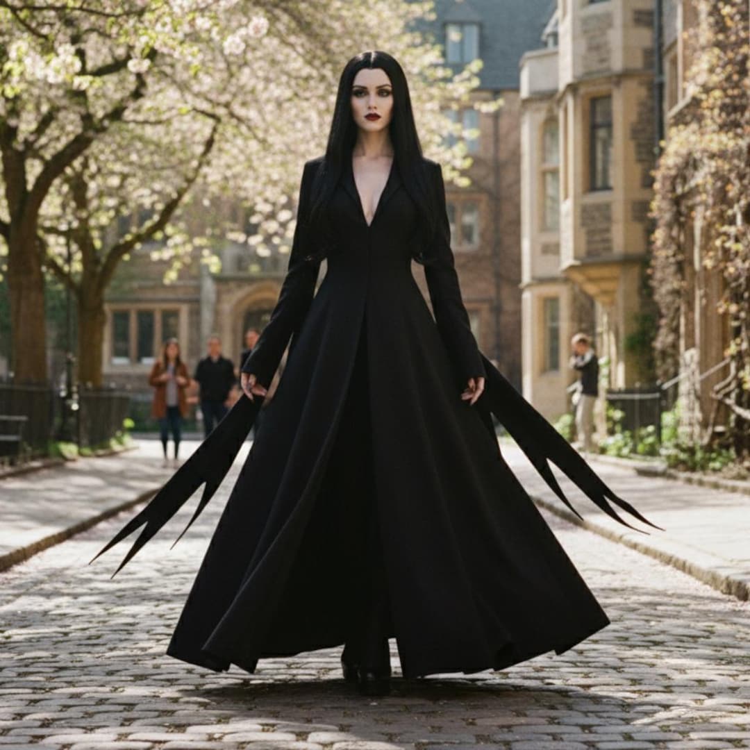 Morticia Addams Gothic Costume, Morticia Addams Black Gown Dress, Morticia  Addams Halloween Costume Coat, Wednesday Gothic Cosplay Dress - Etsy