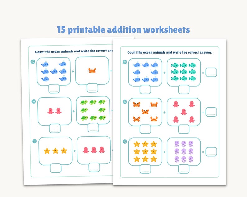 15 Printable Addition Worksheets - Counting Worksheets for Kindergarten ...
