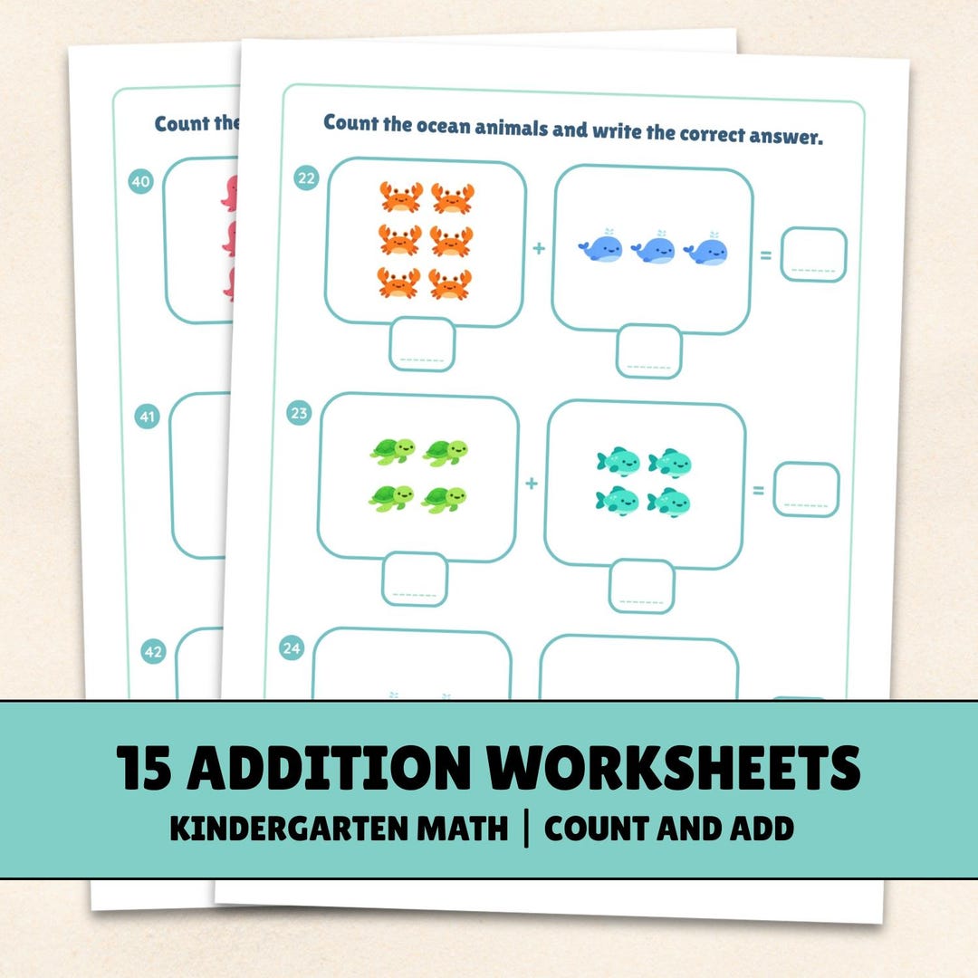 15 Printable Addition Worksheets - Counting Worksheets for Kindergarten ...