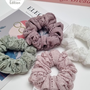 Handmade Malika Lace Scrunchie: Boho Hair Tie, Festival Hair Accessory