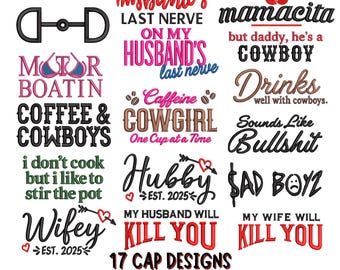 Funny Cap Embroidery Designs Bundle | Sarcastic Quotes Stitch Files (Digital Download)