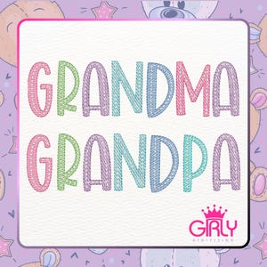 GRANDMA & GRANDPA Embroidery Design – Matching Lettering Machine Embroidery Files – 3 Sizes – Instant Download