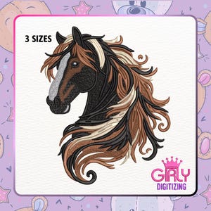Horse Head Embroidery Design – Realistic Horse Face Machine Embroidery File – Western Cowboy Animal Stitch – Instant Download