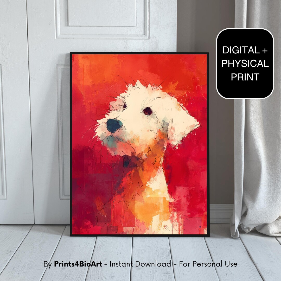 Red Abstract Labradoodle Watercolor Print (digital Download)| Code#095 ...