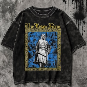 Retro Baldwin IV Jeruzalem Middeleeuwen kruisvaarderkleding, gewassen hoodie, sweater en T-shirt voor geschiedenisliefhebbers en cadeaukopers.