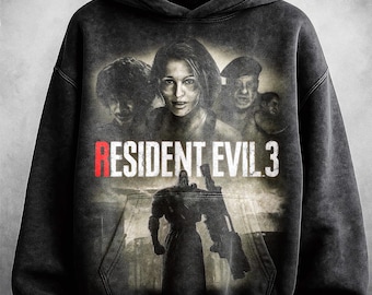 Vintage Jill Valentine Survival Horror Game Nemesis Hoodie, T-Shirt, Retro Washed Heavyweight Apparel, Perfect Gift For Gaming Enthusiasts.