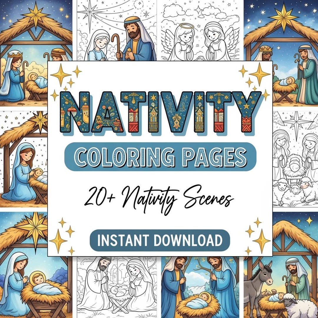Nativity Coloring Pages | Kids Bible Story Activities | Printable PDF ...