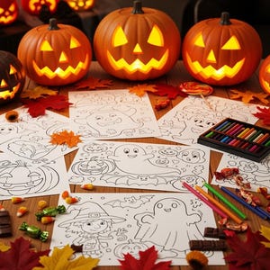 Halloween Coloring Pages PDF Download | 30 Printable Spooky Coloring Sheets for Kids Adults | Digital Halloween Activity Book