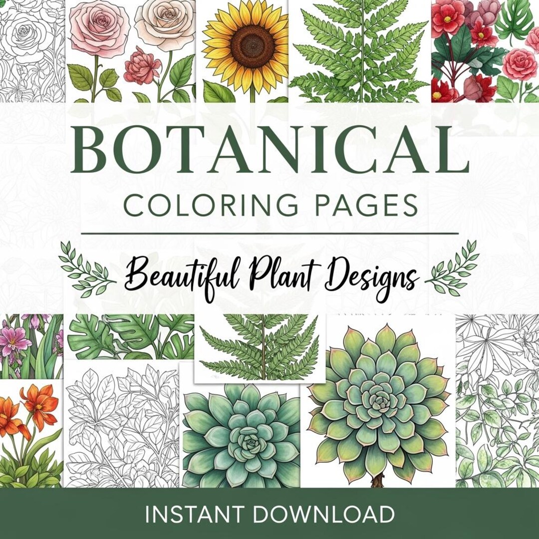 Botanical Coloring Book: Floral Illustrations, Nature Art Therapy (PDF ...