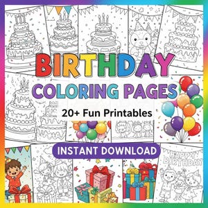 Kids Birthday Coloring Pages | Printable Party Activities | A4 Digital Download PDF | Birthday Fun Pack