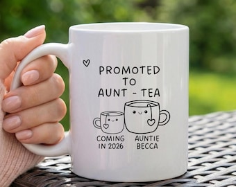 Tazza in ceramica promossa a zia 2026, tazza per annuncio di gravidanza, regalo per zia, tazza da tè e caffè per nuova zia, rivelazione della futura zia