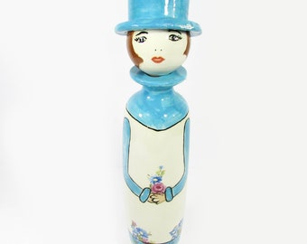 Vintage Ceramic Decanter - SYLVIA Lady Figurine Ceramic Decanter Bottle  12" tall lady decanter