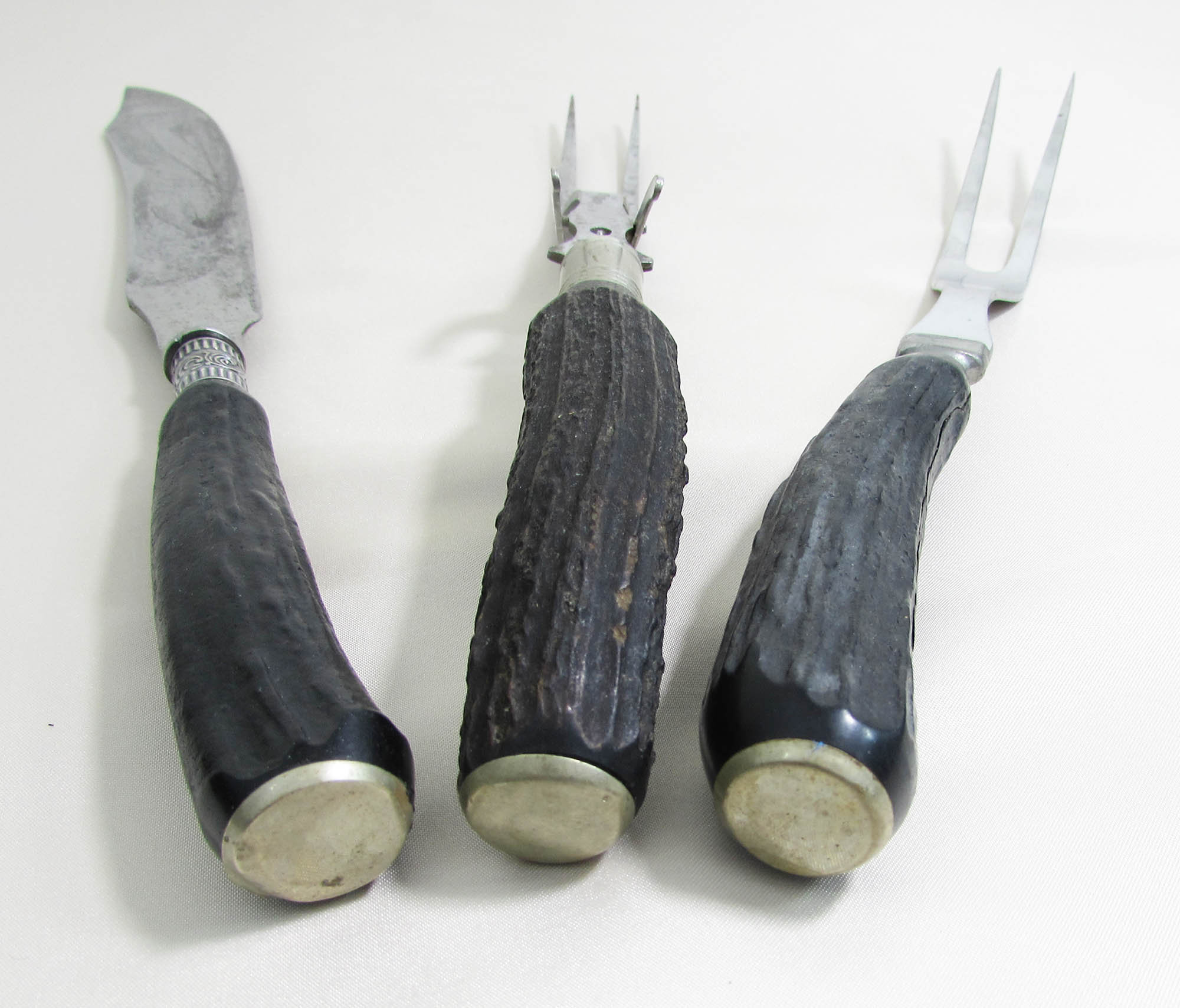 Vintage Antler Handle Carving Set: Landers & Putnam Stainless