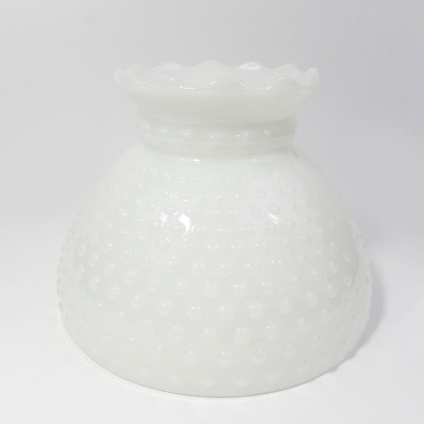 Vintage hobnail glass shade - student oil lamp aladdin shade - white opal glass shade