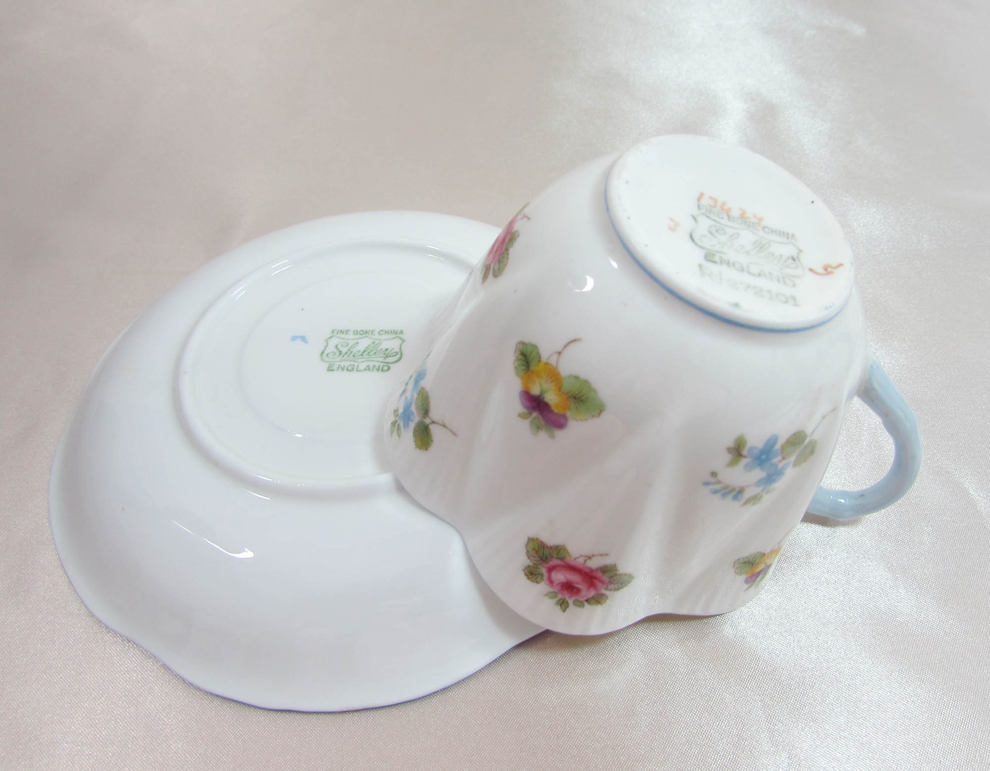 Shelley Cup and Saucer - Vintage English China - Rose, Pansy Shelley Cup and Saucer - Vintage English China - Rose, Pansy