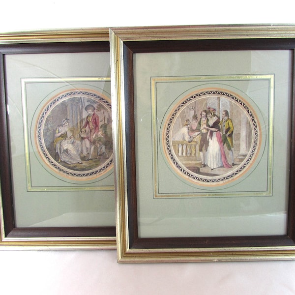 Antique 1800s English Marriage & Family Engravings - Van Afsen Artist - 14x12 Framed