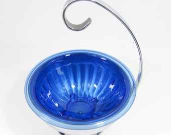 Vintage Hazel Atlas Ice Bowl with Chrome Stand 9"