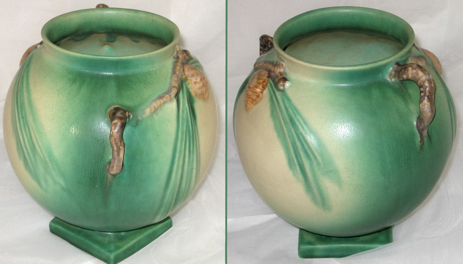 Roseville PINECONE Vase 7457 Green Vintage Roseville Etsy