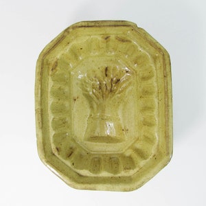 Antique Yellowware Bread Mold: 1800s Primitive Stoneware