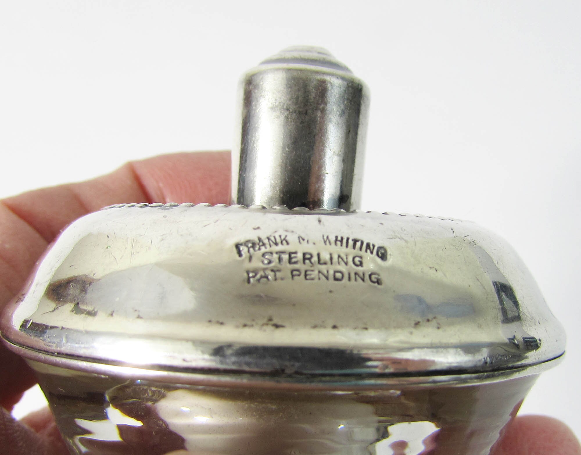 Whiting Sterling Table Lighter - Sterling and Crystal Whiting Sterling Table Lighter - Sterling and Crystal