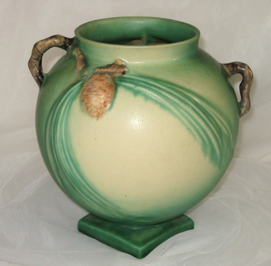 Roseville PINECONE Vase 7457 Green Vintage Roseville Etsy