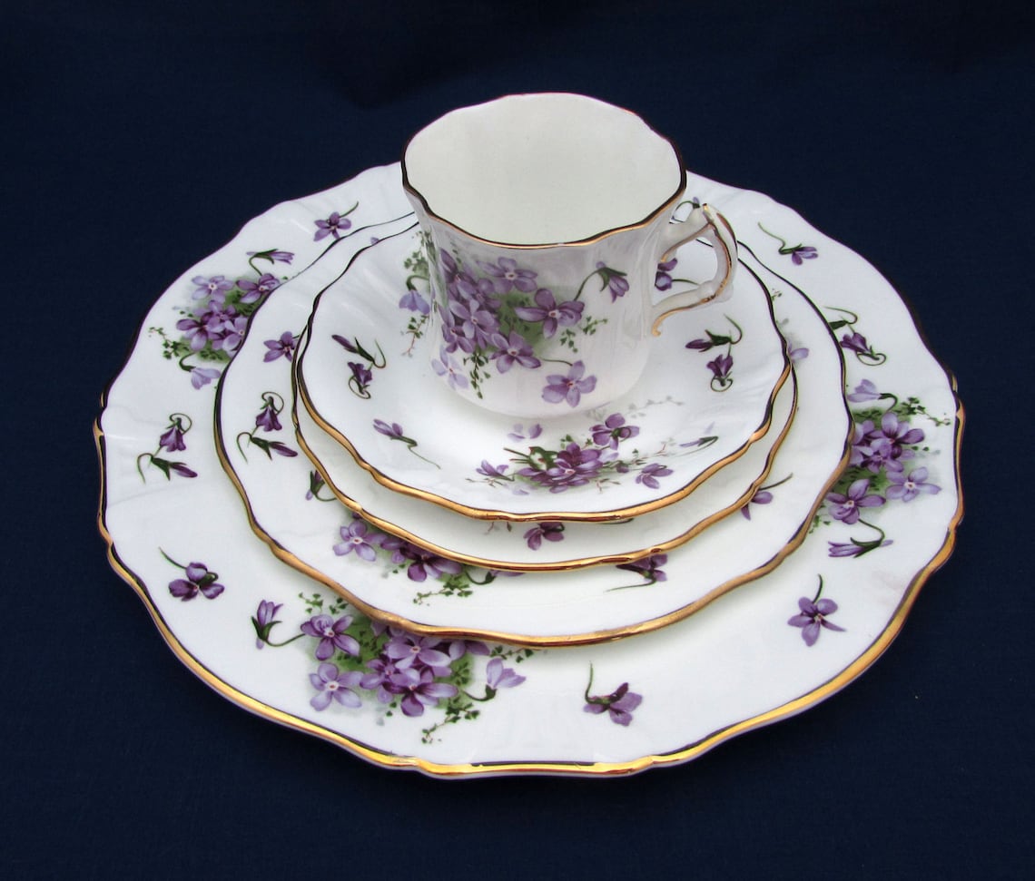 Hammersley Victorian Violets 5 pc placesetting Bone China Etsy