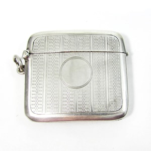 English Sterling Silver Vesta Case - Birmingham 1924 - Engine Turned