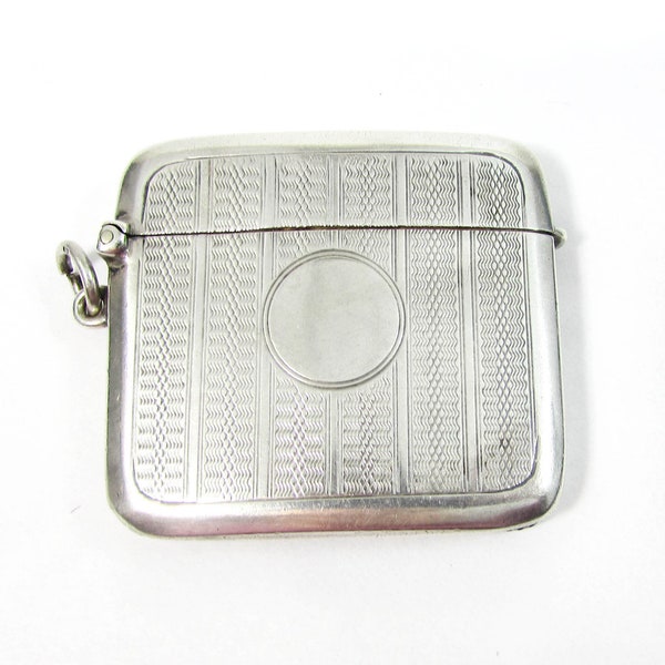 Antique Sterling Vesta Case - English Vesta Case - sterling vesta case -  Birmingham 1924 - 31 gms