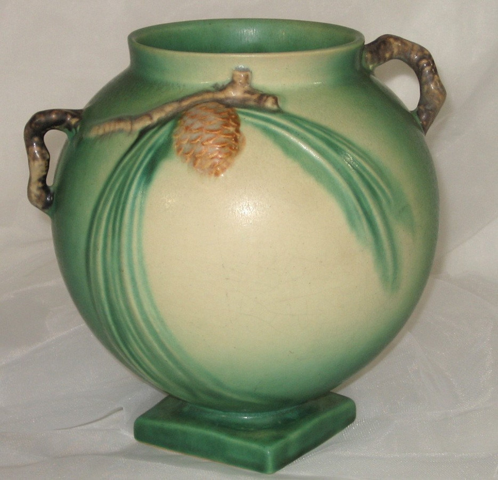 Roseville PINECONE Vase 7457 Green Vintage Roseville Etsy