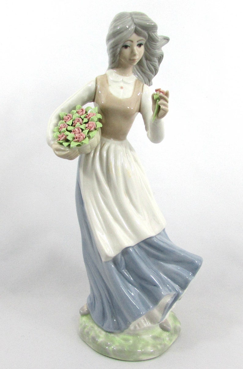Vintage Tengra Flower Seller Porcelain 11 Figurine with Etsy