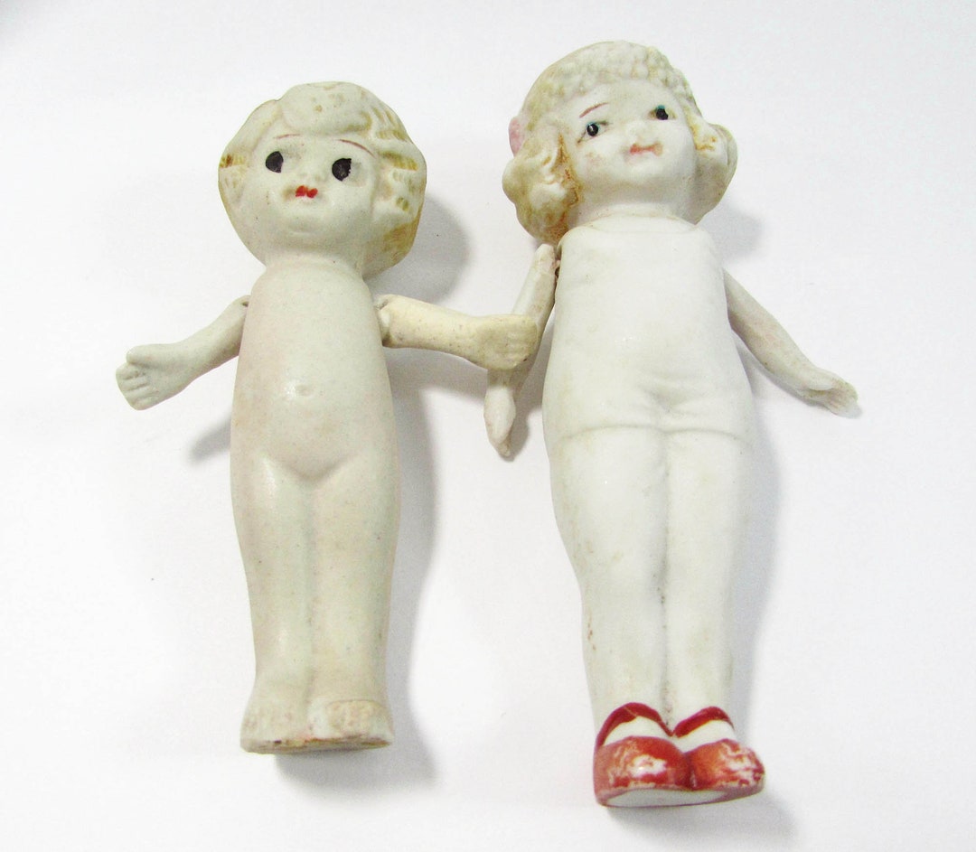 Vintage Bisque Dolls Hand Painted Jointed Arms Made in Japan Etsy
