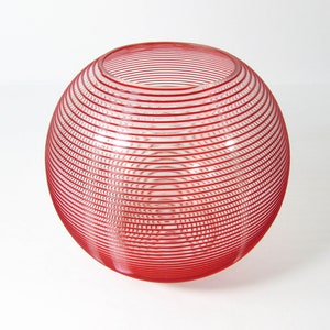 Vintage Czech Vase with Controlled Red Spiral Lines