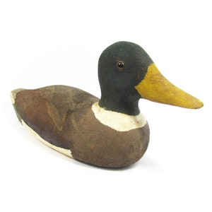 Primitive Folk Art Wood Mallard Duck - Handcrafted Vintage Decor