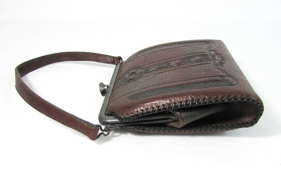 Antique Leather Purse - Edwardian purse - tooled … - image 6
