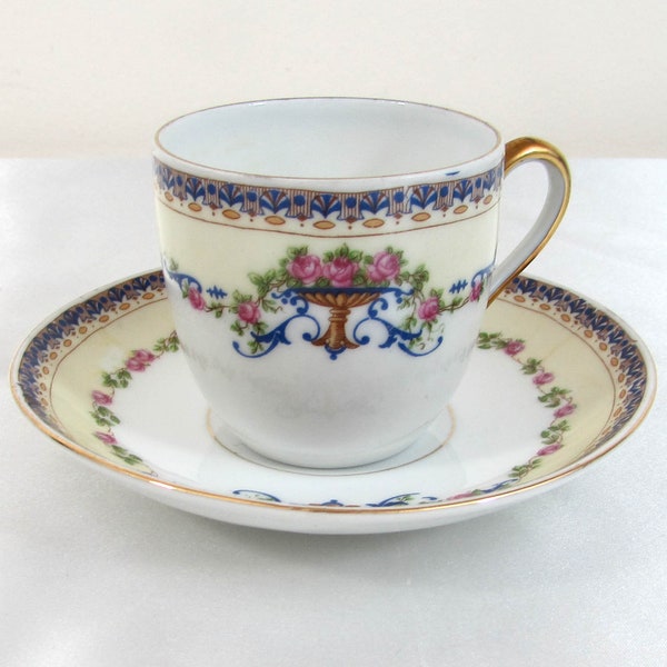 Victoria China Dorset Demitasse Cup & Saucer Czechoslovakia