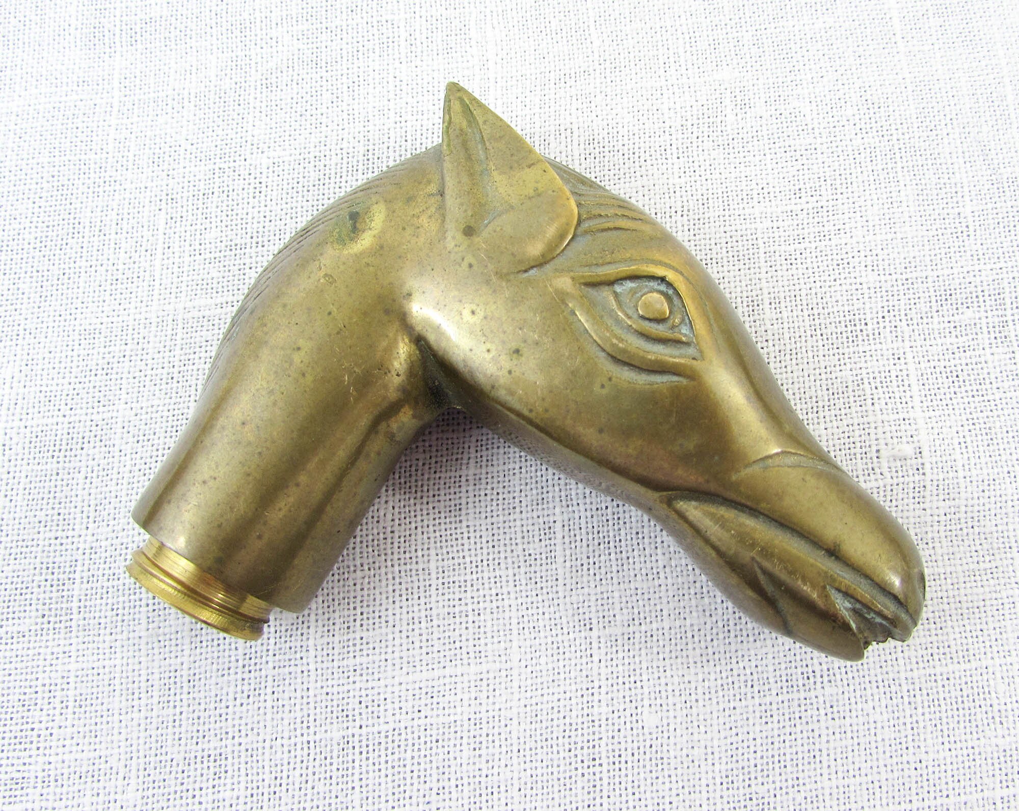 Vintage Brass Horse Head Cane/umbrella Handle Topper Threaded 