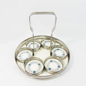 Vintage German Made Ceramic Coasters With Silver Border Set Of 5 BB1