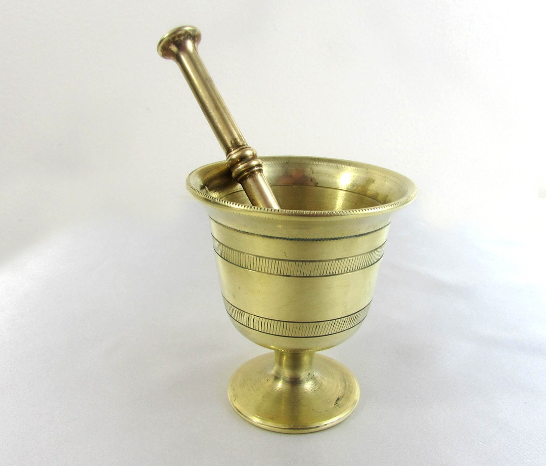 Cast Brass Mortar and Pestle Apothecary Chemist Herbs and Etsy