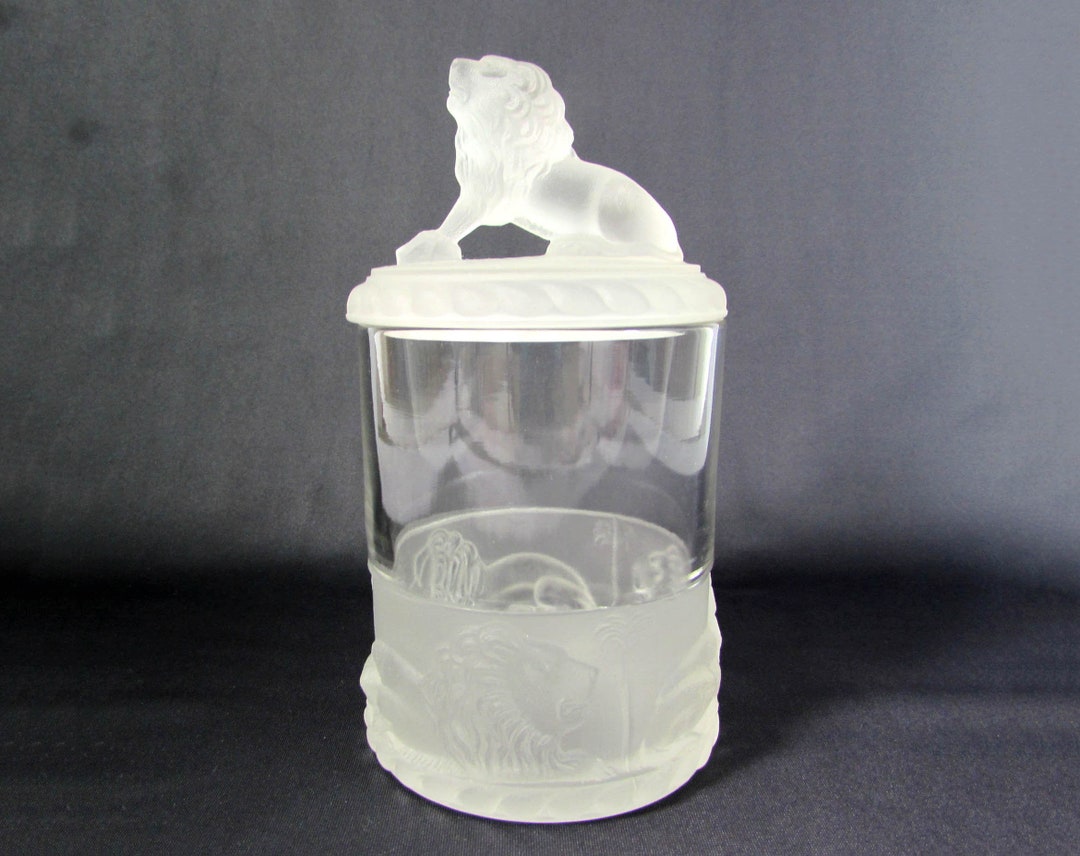 Lion Marmalade Jar Antique Lion Jar 1800s EAPG 1800s Glass Jar