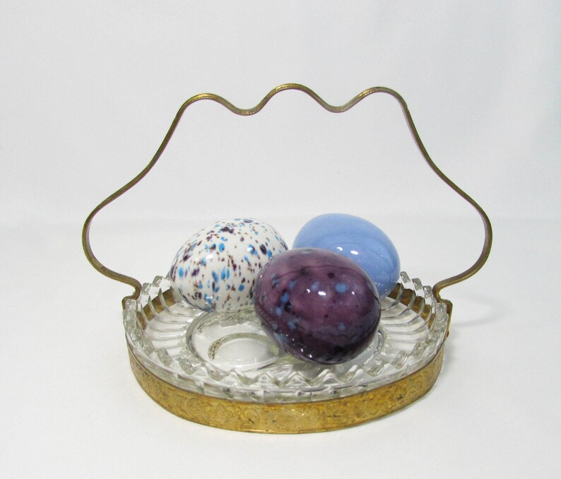 Vintage Glass & Brass Condiment Dish Candy Bowl Trinket Etsy