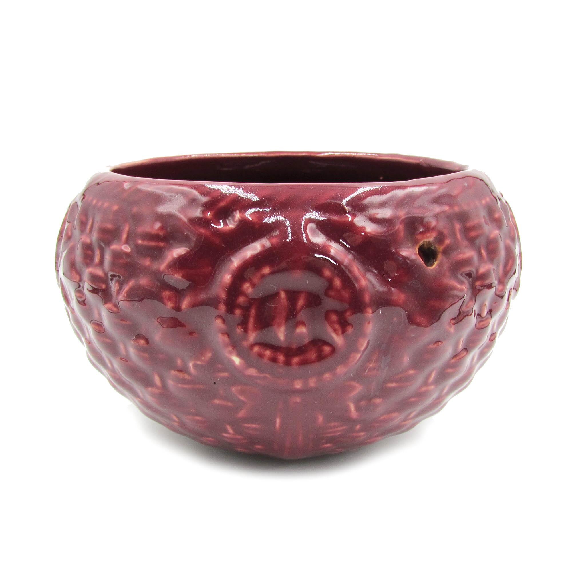 Vintage McCoy Burgundy Basketweave Planter - McCoy hanging planter