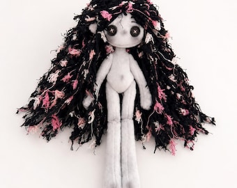 Custom Button Eye Dolls, Button Eyes Handmade Doll,  Ghost Dolls, Custom Plush Toys, Custom Jointed Rag Doll, Handmade Art Doll 9-10 in