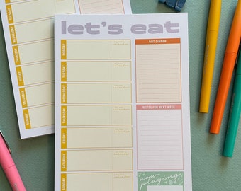 NOTEPAD: Meal plan notepad, what's for dinner, magnetic 5 x 7 notepad, menu pad, menu planning sheets
