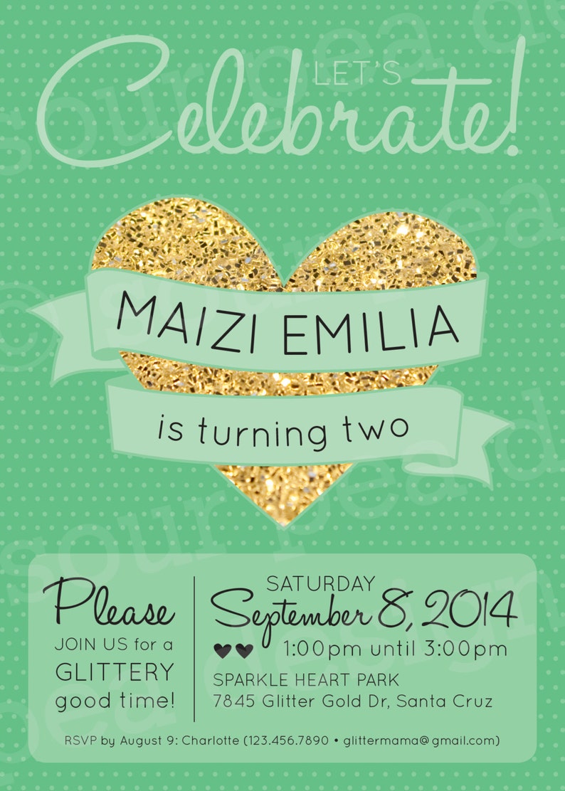 Birthday Invitation Custom DIY Printable Invitation Glitter Etsy