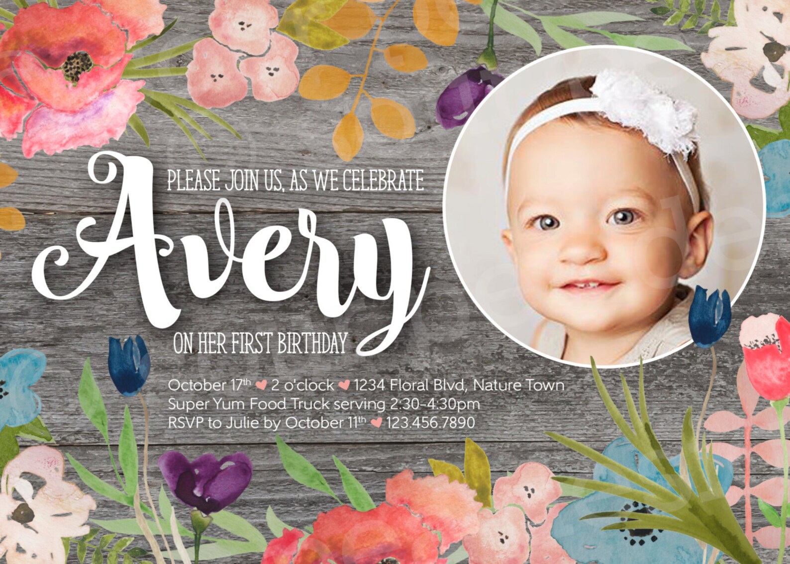 Birthday Invitation Custom DIY Printable Invitation Rustic Etsy